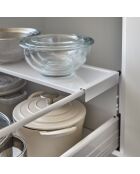 Weiße Schubladenablage, 60-108 x 15 x 3 cm