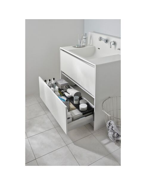 Etagère à tiroir coulissant noire - 60-108x15x3 cm