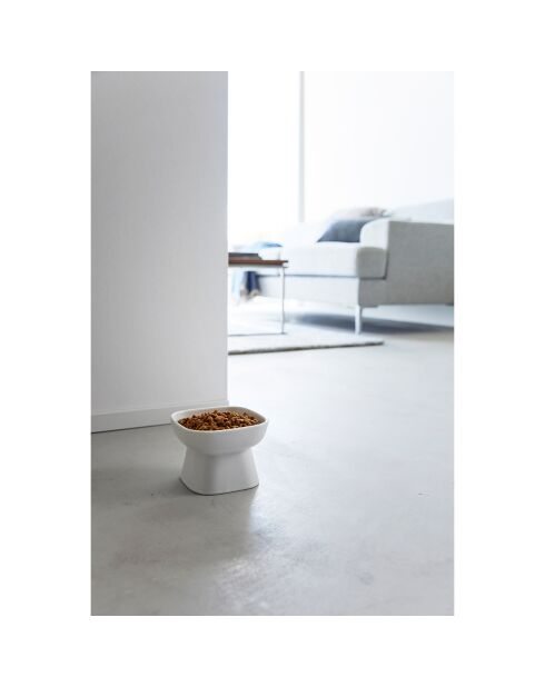 keramische schaal voor dierenvoer wit - 11x11x8 cm