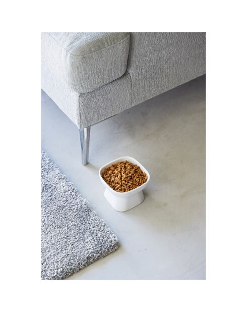 keramische schaal voor dierenvoer wit - 11x11x8 cm