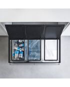 Poubelle à 3 compartiments avec roulettes noire - 76x44x60 cm