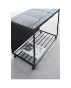 Poubelle à 3 compartiments avec roulettes noire - 76x44x60 cm