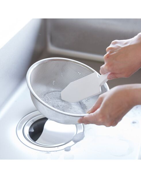 Eponge magnétique en silicone avec poignée blanche - 6x19.5x6.5 cm