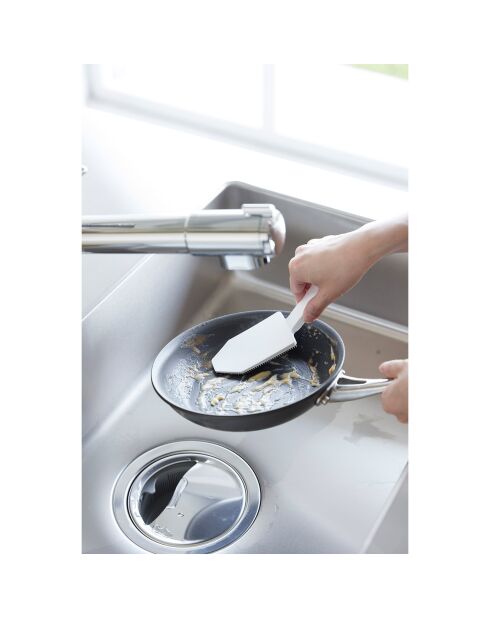 Eponge magnétique en silicone avec poignée blanche - 6x19.5x6.5 cm