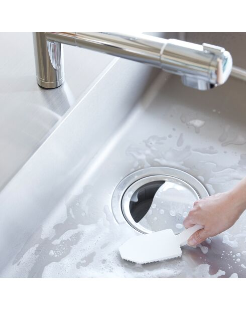 Eponge magnétique en silicone avec poignée blanche - 6x19.5x6.5 cm