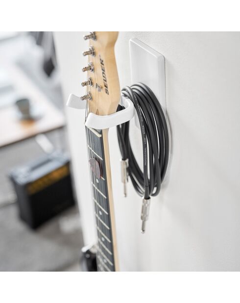 Support mural pour guitare blanc - 8x11.5x14 cm