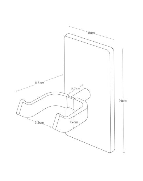 Support mural pour guitare noir - 8x11.5x14 cm