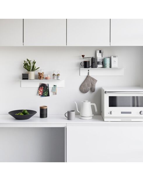 Etagère murale avec panneau magnétique blanche - 50x15.7x9 cm