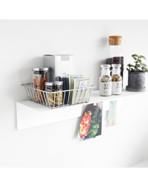 Etagère murale avec panneau magnétique blanche - 50x15.7x9 cm