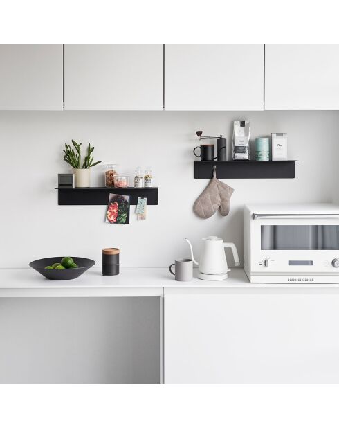 Etagère murale avec panneau magnétique noire - 50x15.7x9 cm