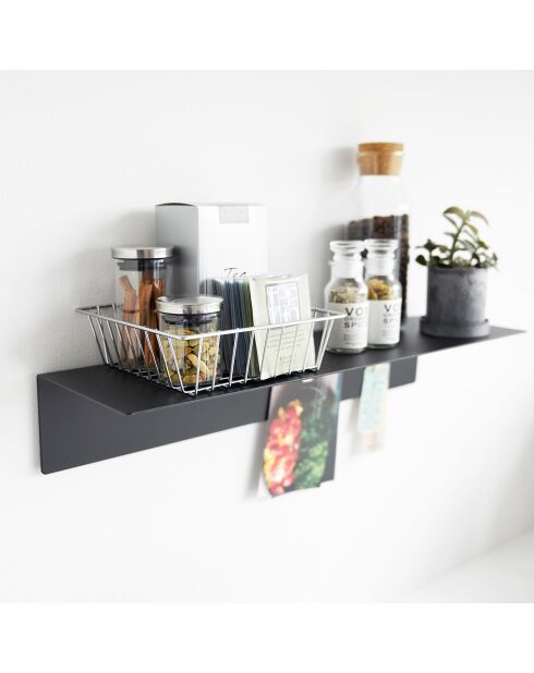 Etagère murale avec panneau magnétique noire - 50x15.7x9 cm