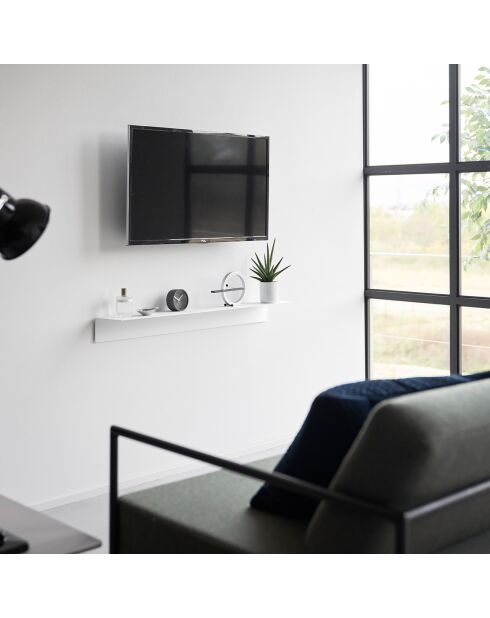 Etagère murale avec panneau magnétique blanche - 90x15.7x9 cm