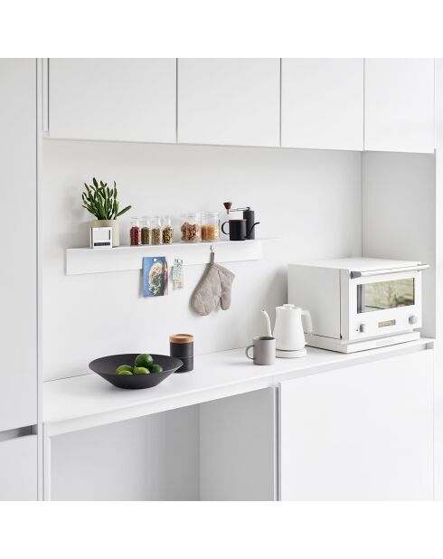 Etagère murale avec panneau magnétique blanche - 90x15.7x9 cm
