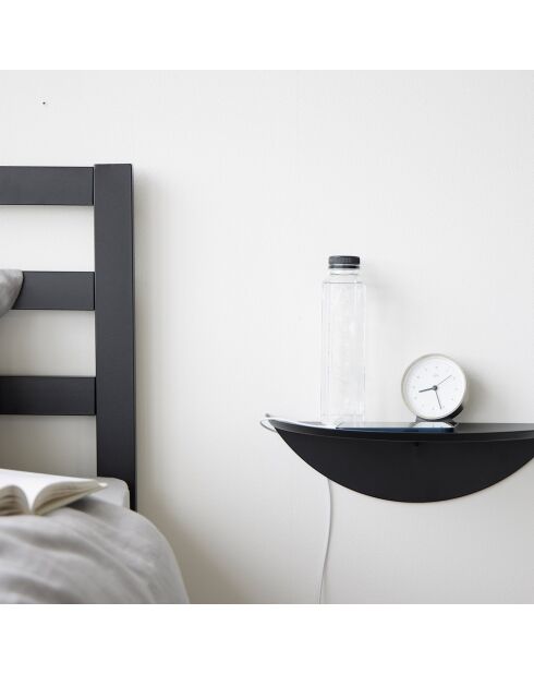 Etagère murale ronde noire - 40x22x11.7 cm