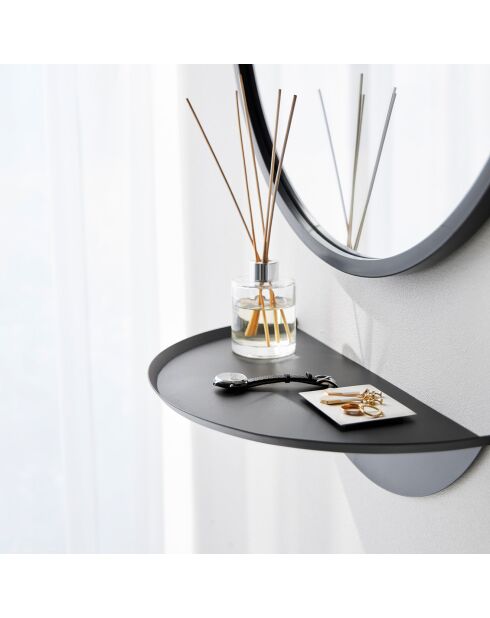 Etagère murale ronde noire - 40x22x11.7 cm