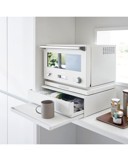 Schiebeplatte mit weißer Schublade - 45x39,3-64x13,5 cm