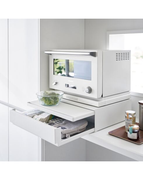 Schiebeplatte mit weißer Schublade - 45x39,3-64x13,5 cm