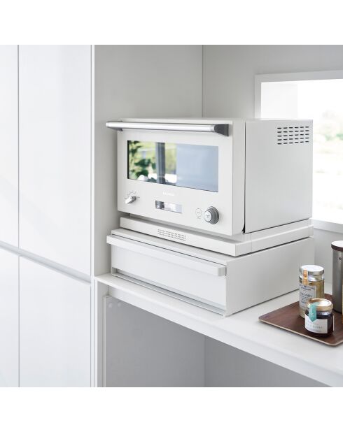 Schiebeplatte mit weißer Schublade - 45x39,3-64x13,5 cm