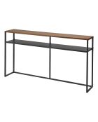 Mesa consola con estante negro - 126x20,5x65 cm