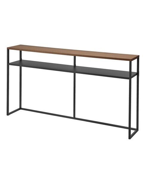 Mesa consola con estante negro - 126x20,5x65 cm