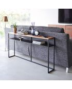 Mesa consola con estante negro - 126x20,5x65 cm