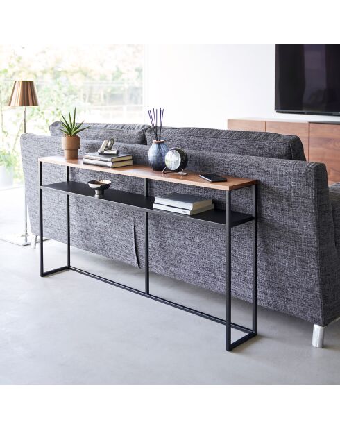 Mesa consola con estante negro - 126x20,5x65 cm