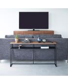 Mesa consola con estante negro - 126x20,5x65 cm