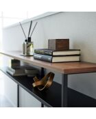 Mesa consola con estante negro - 126x20,5x65 cm