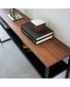 Mesa consola con estante negro - 126x20,5x65 cm