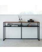 Mesa consola con estante negro - 126x20,5x65 cm