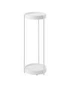 Soporte para plantas de 2 niveles con ruedas blancas - 25 x 26,5 x 70 cm