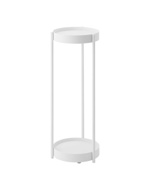 Support à plantes à 2 niveaux avec roulettes blanc - 25x26.5x70 cm