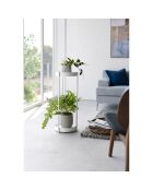 Soporte para plantas de 2 niveles con ruedas blancas - 25 x 26,5 x 70 cm