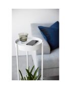 Soporte para plantas de 2 niveles con ruedas blancas - 25 x 26,5 x 70 cm