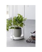 Soporte para plantas de 2 niveles con ruedas blancas - 25 x 26,5 x 70 cm