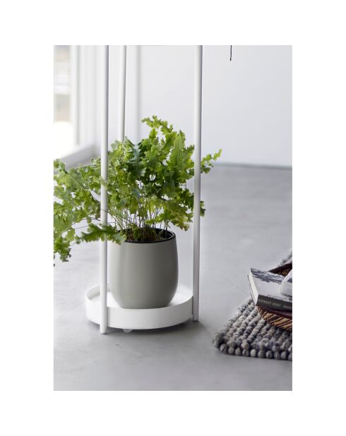 Support à plantes à 2 niveaux avec roulettes blanc - 25x26.5x70 cm