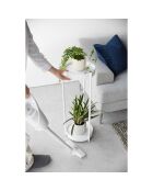 Soporte para plantas de 2 niveles con ruedas blancas - 25 x 26,5 x 70 cm