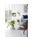 Soporte para plantas de 2 niveles con ruedas blancas - 25 x 26,5 x 70 cm