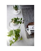 Soporte para plantas de 2 niveles con ruedas blancas - 25 x 26,5 x 70 cm