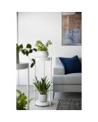 Soporte para plantas de 2 niveles con ruedas blancas - 25 x 26,5 x 70 cm