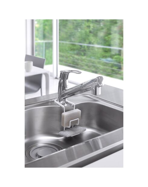 Porte-éponges double à suspendre blanc - 6x16x15.5 cm