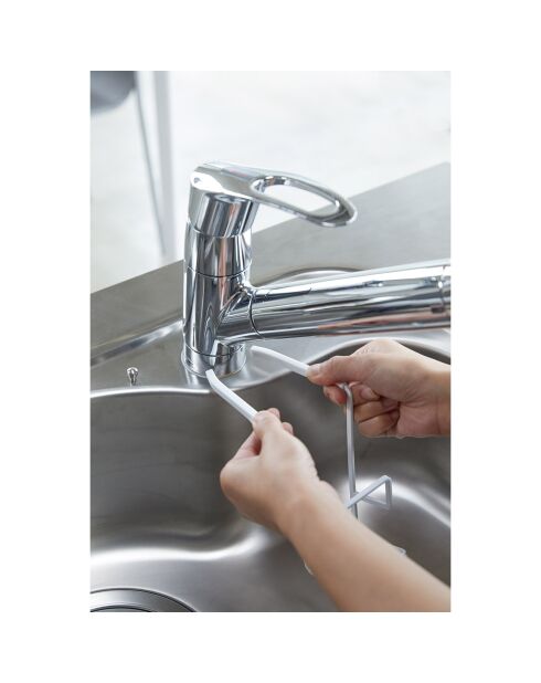 Porte-éponges double à suspendre blanc - 6x16x15.5 cm