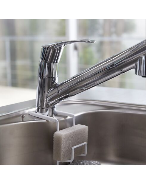 Porte-éponges double à suspendre blanc - 6x16x15.5 cm