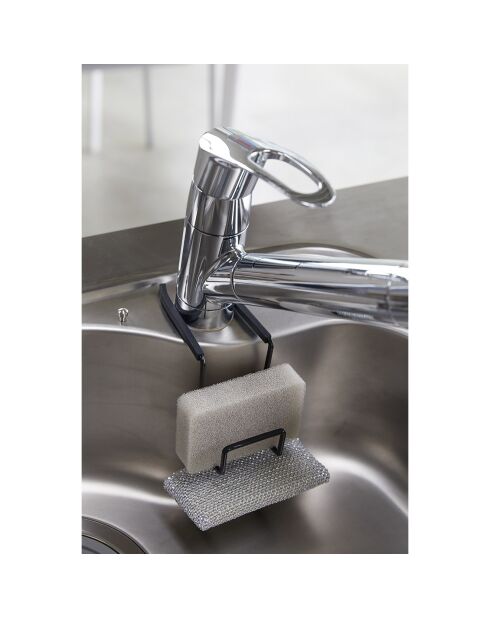 Porte-éponges double à suspendre noir - 6x16x15.5 cm