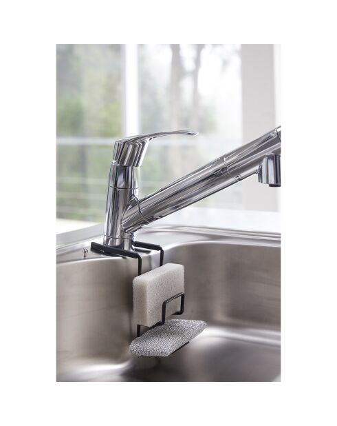 Porte-éponges double à suspendre noir - 6x16x15.5 cm