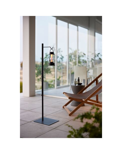 Support de lanterne réglable noir - 26x30x80-152 cm