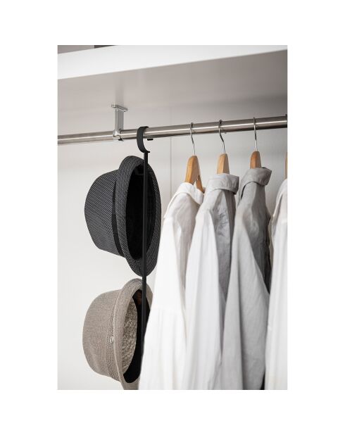 Estante de armario extensible negro de 2 niveles - 56-96 x 5,5x100 cm