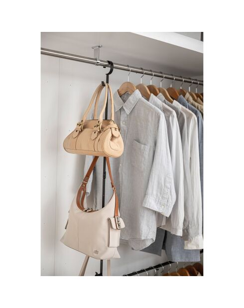 Estante de armario extensible negro de 2 niveles - 56-96 x 5,5x100 cm