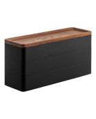 Boîte à accessoires à 3 niveaux avec couvercle noire - 24x8x11.5 cm