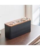 Boîte à accessoires à 3 niveaux avec couvercle noire - 24x8x11.5 cm
